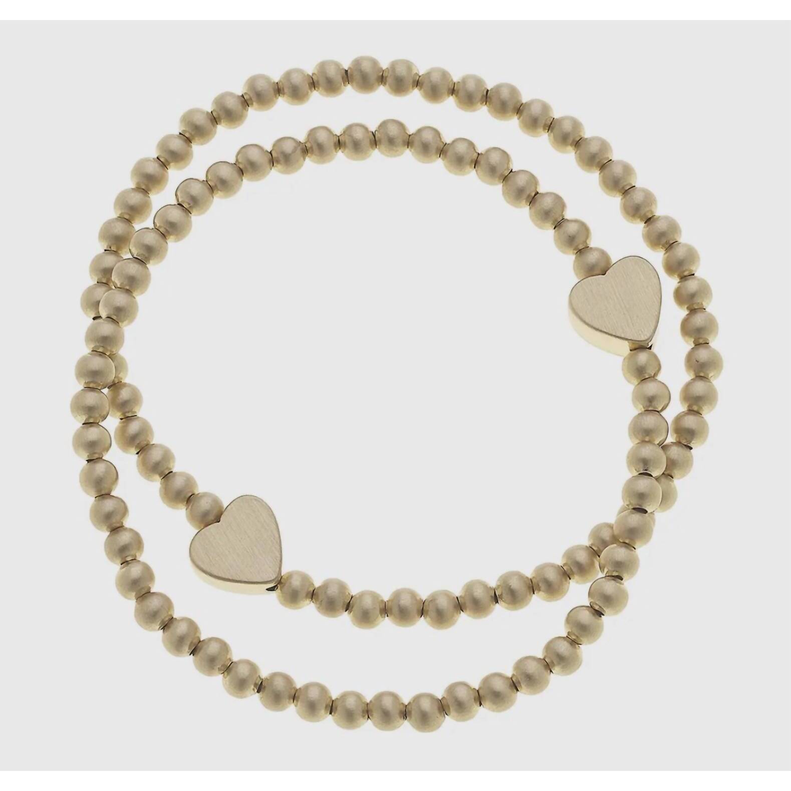 New Canvas Style Womens Stretch Beaded Heart Bracelet In Gold 30$
